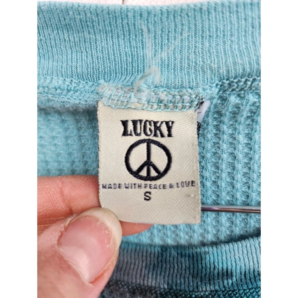 Vintage Lucky Brand Blue Tie Dye Thermal Long Sleeve Tee Top Size Small - Picture 3 of 7